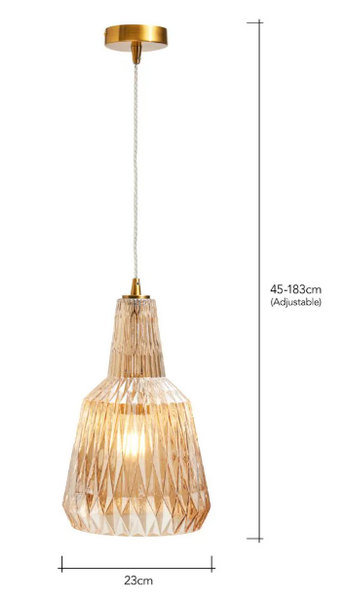 Mikael Glass 1 Light Ceiling Champagne - Pendant - Image 4