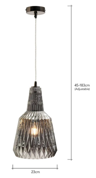 Mikael Glass 1 Light Ceiling Smoky Grey- Pendant - Image 3