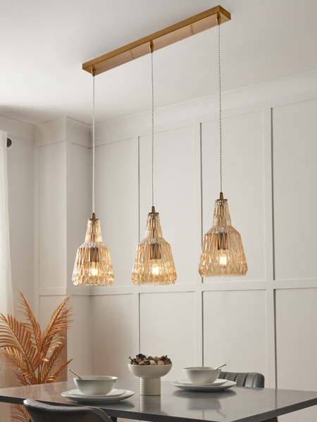 Mikael 3 Light Diner Bar Champagne - Pendant - Image 8