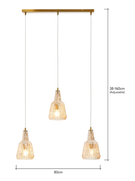 Mikael 3 Light Diner Bar Champagne - Pendant - Image 5