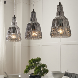 Mikael 3 Light Diner Bar Smoky Grey - Pendant