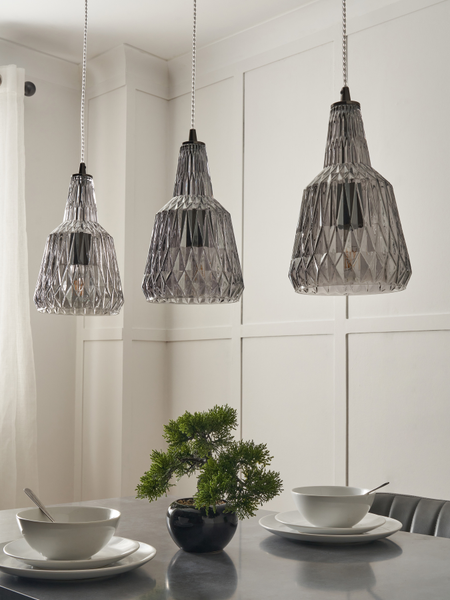 Mikael 3 Light Diner Bar Smoky Grey - Pendant - Image 2