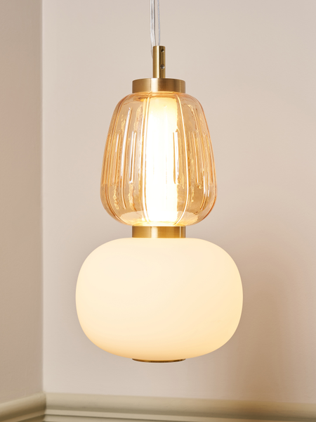 Edvin Glass 1 Light Satin Brass - Pendant