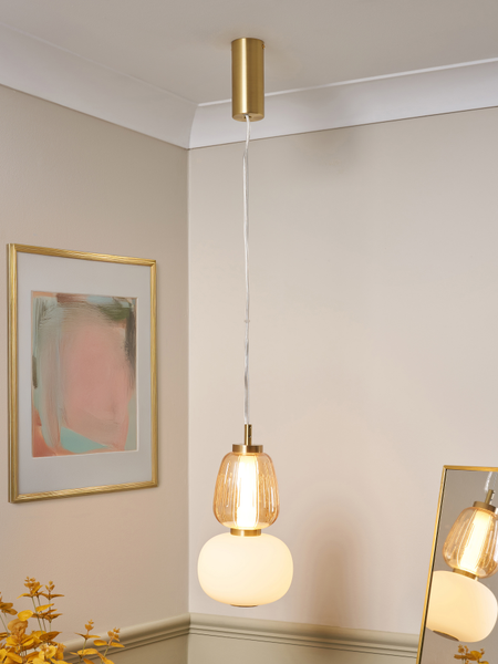 Edvin Glass 1 Light Satin Brass - Pendant - Image 7