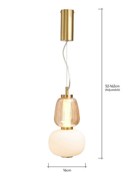 Edvin Glass 1 Light Satin Brass - Pendant - Image 6