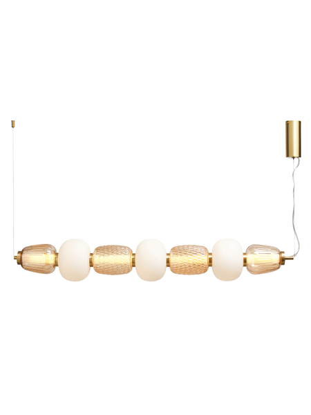 Edvin Glass 7 Light Diner Bar Satin Brass & Opal - Pendant - Image 5