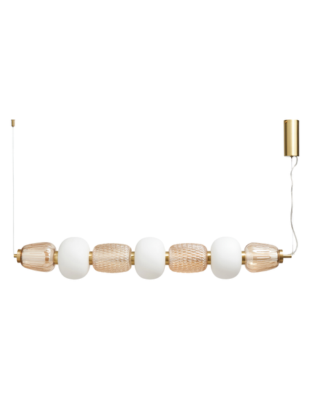 Edvin Glass 7 Light Diner Bar Satin Brass & Opal - Pendant - Image 6