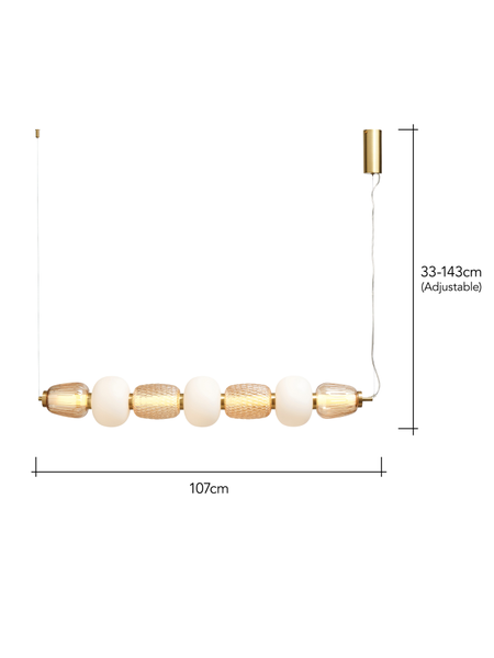 Edvin Glass 7 Light Diner Bar Satin Brass & Opal - Pendant - Image 7