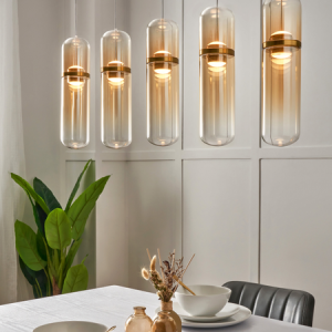 Bjorn LED 5 Light Diner Bar Glass Champagne - Pendant