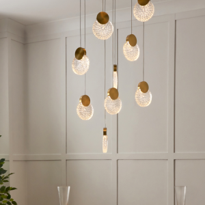 Oskar 10 Light LED Glass Cluster Satin Brass - Pendant