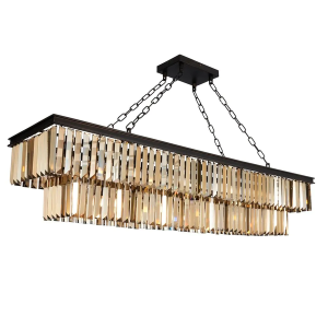 Ingot 9 Light Crystal rectangle Bronze- Pendant