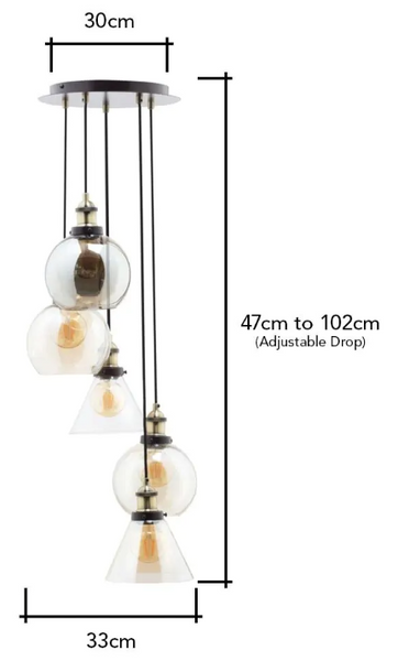 Carter Industrial 5 Light Cascade - Pendant - Image 7