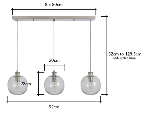 Alfie Bobble Glass 3 light diner - Pendant - Image 4