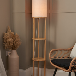 Shelby Shelving Oak/Natural - Floor Lamp