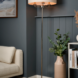 Henry 3 Light Polished Nickel/Grey - Floor Lamp