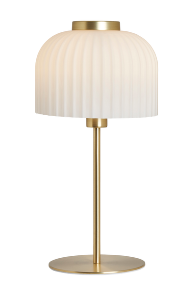 Binita Glass Ribbed Opal & Brass - Table Lamp - Image 6