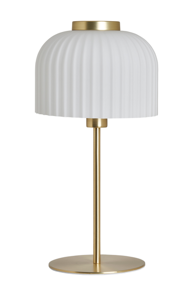 Binita Glass Ribbed Opal & Brass - Table Lamp - Image 7