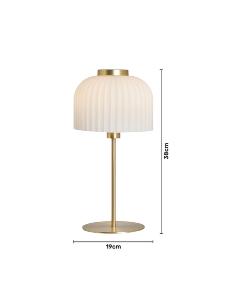 Binita Glass Ribbed Opal & Brass - Table Lamp - Image 8