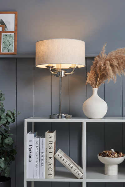 Henry 3 Light Polished Nik/Grey - Table Lamp - Image 4