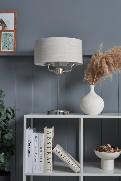 Henry 3 Light Polished Nik/Grey - Table Lamp - Image 5
