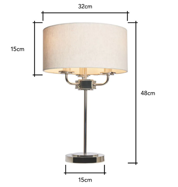 Henry 3 Light Polished Nik/Grey - Table Lamp - Image 8