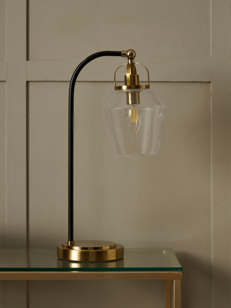 Saskia Bubble Glass & Warm Satin Brass Arc - Table Lamp - Image 2