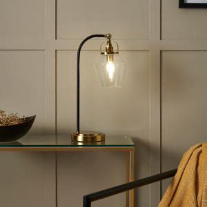 Saskia Bubble Glass & Warm Satin Brass Arc  - Table Lamp
