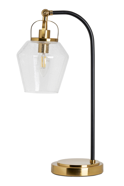 Saskia Bubble Glass & Warm Satin Brass Arc - Table Lamp - Image 4