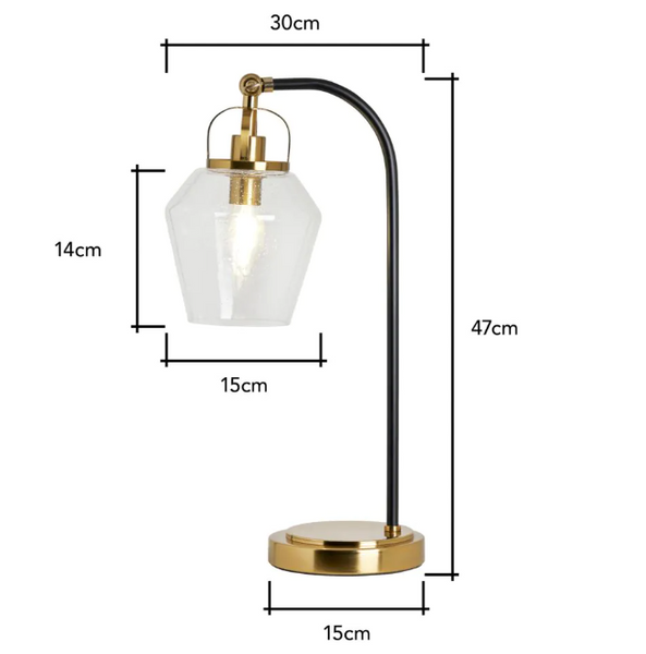 Saskia Bubble Glass & Warm Satin Brass Arc - Table Lamp - Image 6