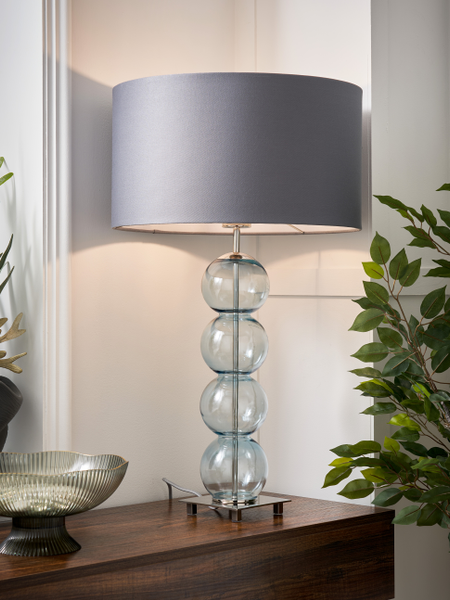 Metro Ball stacked Blue/ Nickel - Table Lamp