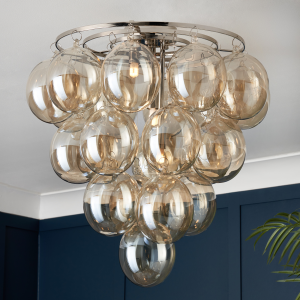Maiori Small Ceiling Light Nickel & Champagne - Flush