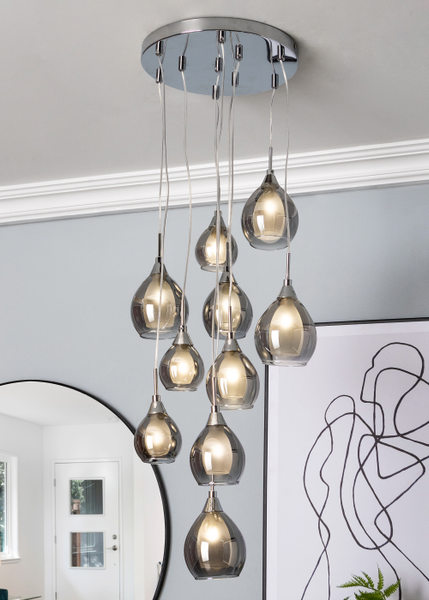 Carmella 10 Light Smoke/Frosted Cluster - Pendant - Image 6
