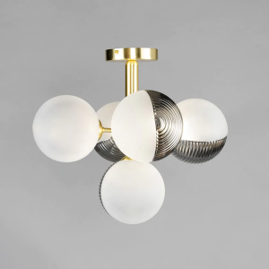 Emile 5 Light Brass/Smoke/Opal - Pendant