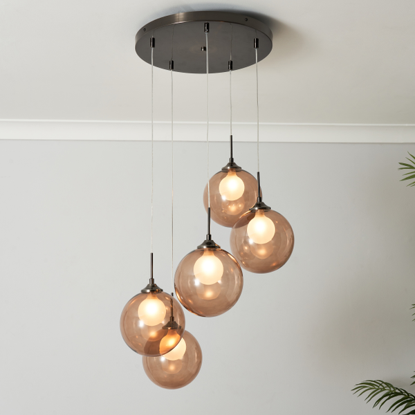 Peatrice Large Ball in Ball 5 Light Cascading Cluster - Pendant - Image 5