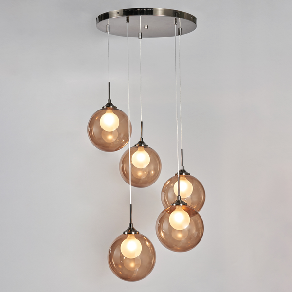 Peatrice Large Ball in Ball 5 Light Cascading Cluster - Pendant - Image 6