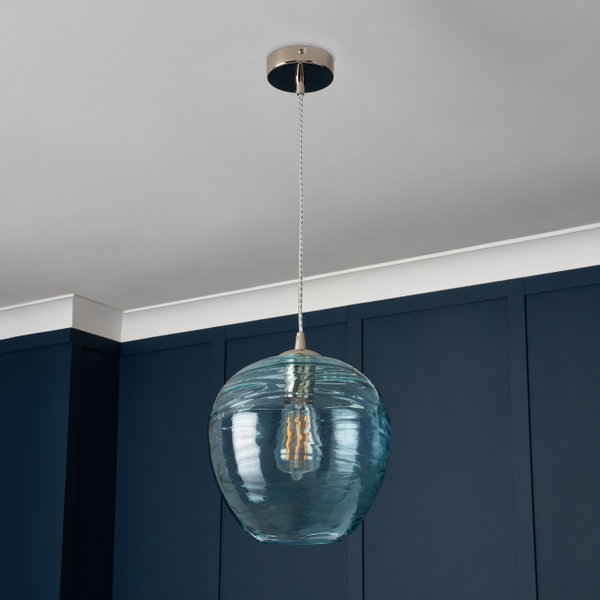 Sarno Hive 1 Light Glass Ceiling Nickel & Blue - Pendant - Image 6