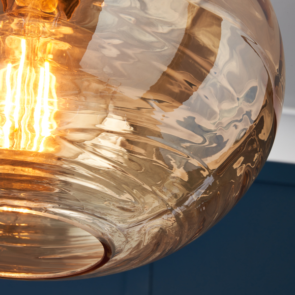 Sarno Oval 1 Light Glass Ceiling Brass & Champagne - Pendant - Image 5