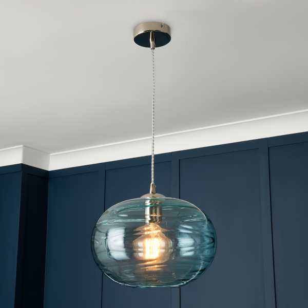 Sarno Oval 1 Light Glass Ceiling Nickel & Blue - Pendant - Image 5
