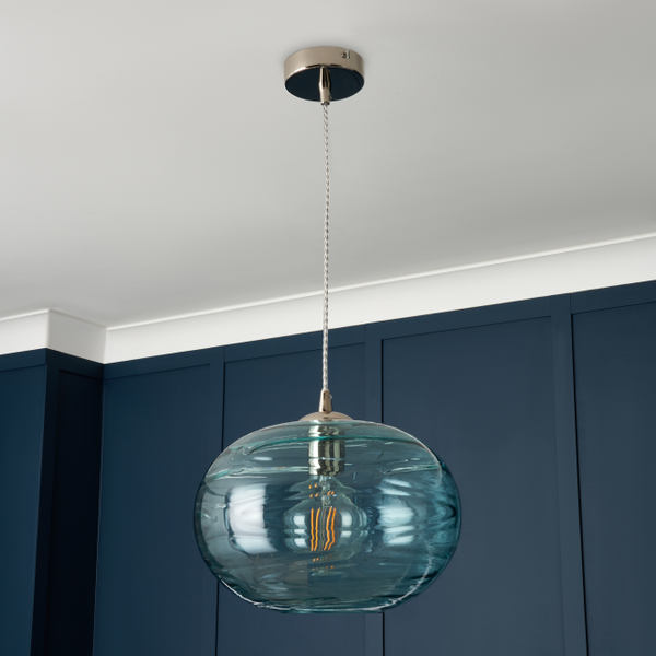 Sarno Oval 1 Light Glass Ceiling Nickel & Blue - Pendant - Image 6