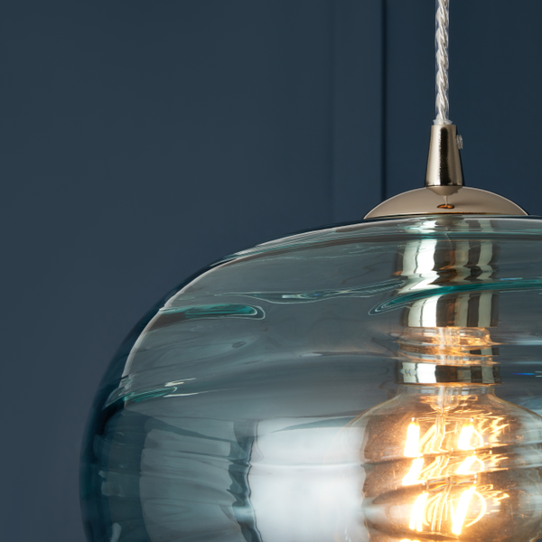 Sarno Oval 1 Light Glass Ceiling Nickel & Blue - Pendant - Image 7
