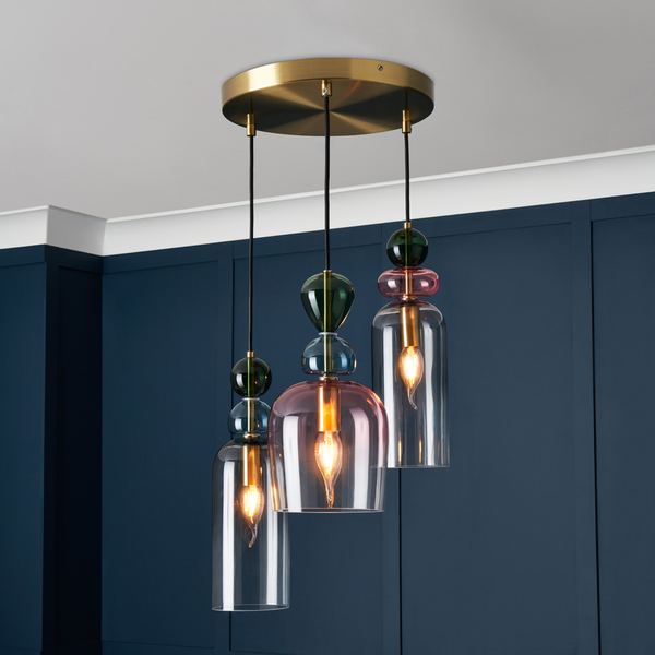 Vietri 3 Light glass cluster Sbrs/Multi - Pendant - Image 3