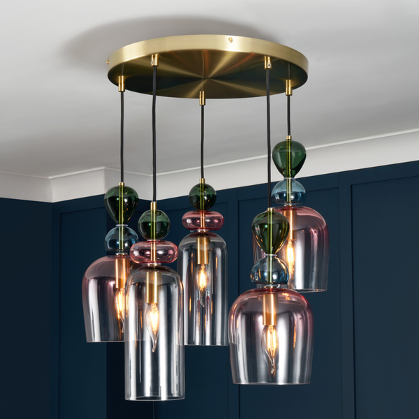 Vietri 5 light glass cluster Sbrs/Multi - Pendant - Image 5