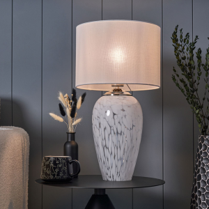 Agnes Flakestone Satin Nickel - Table Lamp