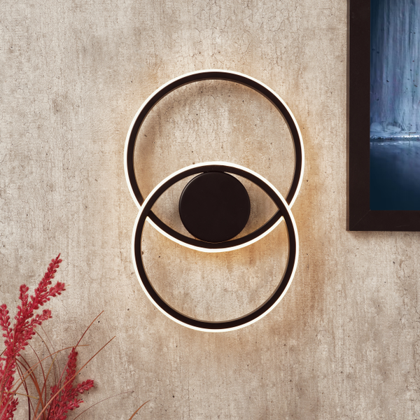 Pei 2 Ring Black - Wall Light