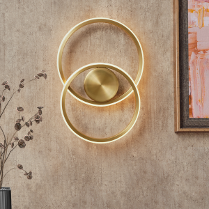 Pei 2 Ring Brass - Wall Light
