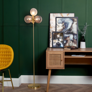 Emile 4 Light Brass/Smoke/Opal -  Floor Lamp