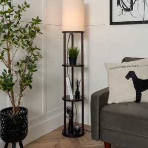 Shelby Shelving Walnut/Natural - Floor Lamp