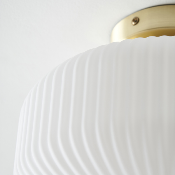 Scala 1lt Satin Brass Ribbed Flush Bathroom Light IP44 - Image 3