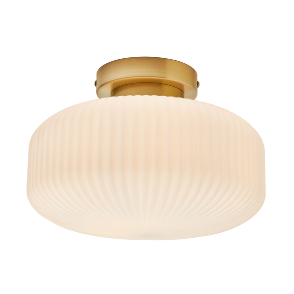 Scala 1lt Satin Brass Ribbed Flush Bathroom Light IP44 - Image 4