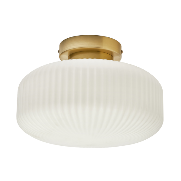 Scala 1lt Satin Brass Ribbed Flush Bathroom Light IP44 - Image 5